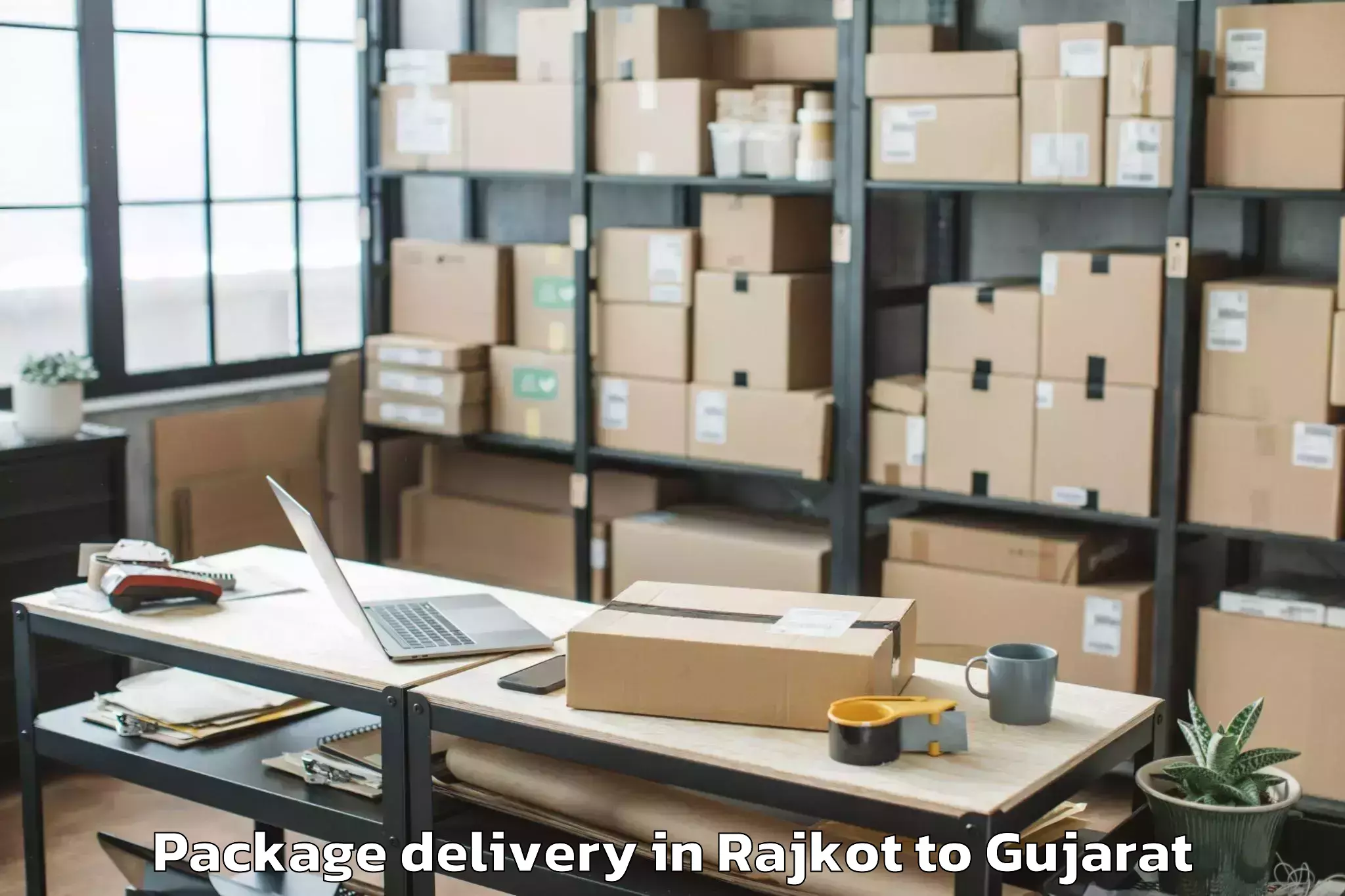 Trusted Rajkot to Abrama Package Delivery